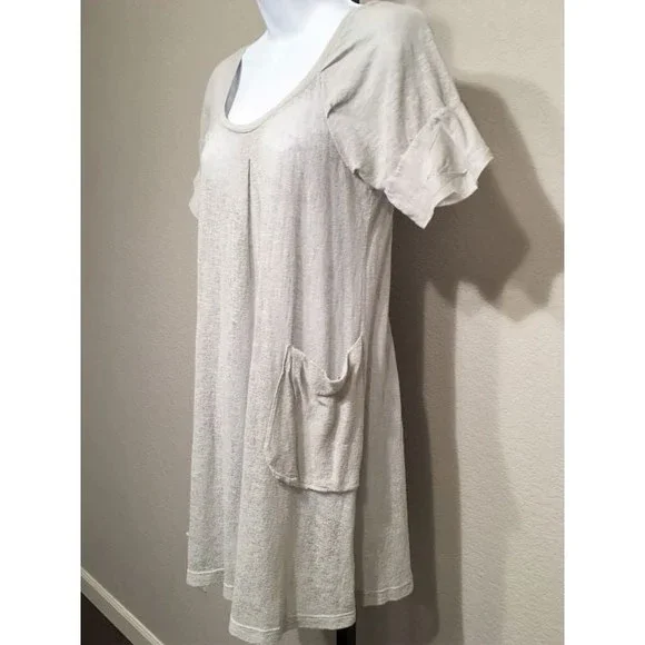 Transit Par Such Dresses | Transit Par Such Small Gray Gauze Linen Blend Dress | Color: Cream/Gray | Size: S | Fabuluxclothing's Closet